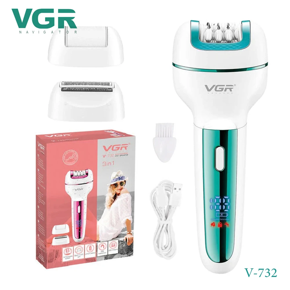 ماكينة إزالة الشعر VGR V-732 - 3 في 1 مقاومة للماء و90 دقيقة استخدام
