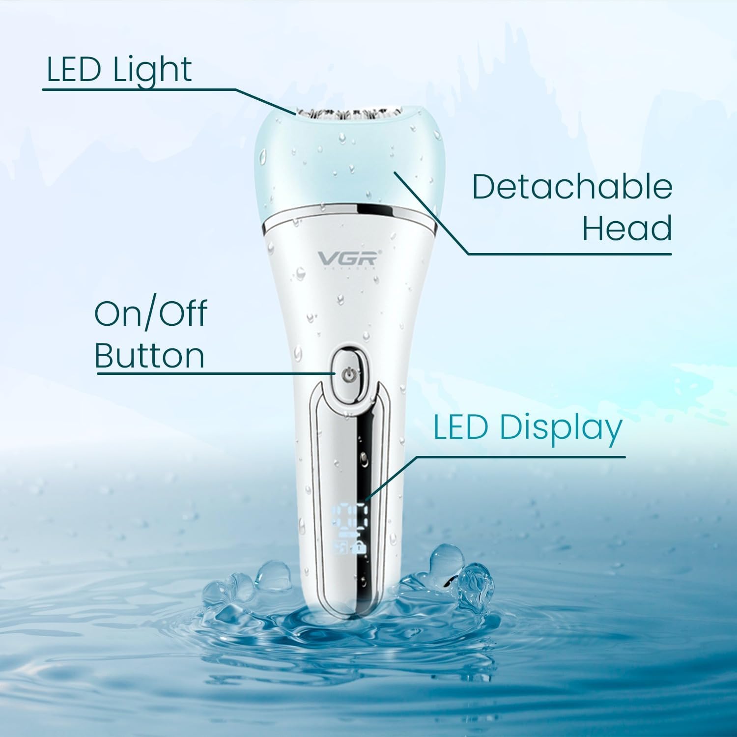 مجموعة العناية VGR V-733 - 6 في 1 مقاومة للماء IPX7 وشاشة LED