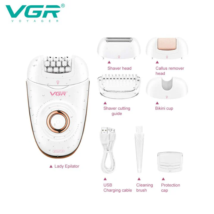 آلة إزالة الشعر VGR V-739 - 3 في 1 مقاومة للماء وضوء مدمج