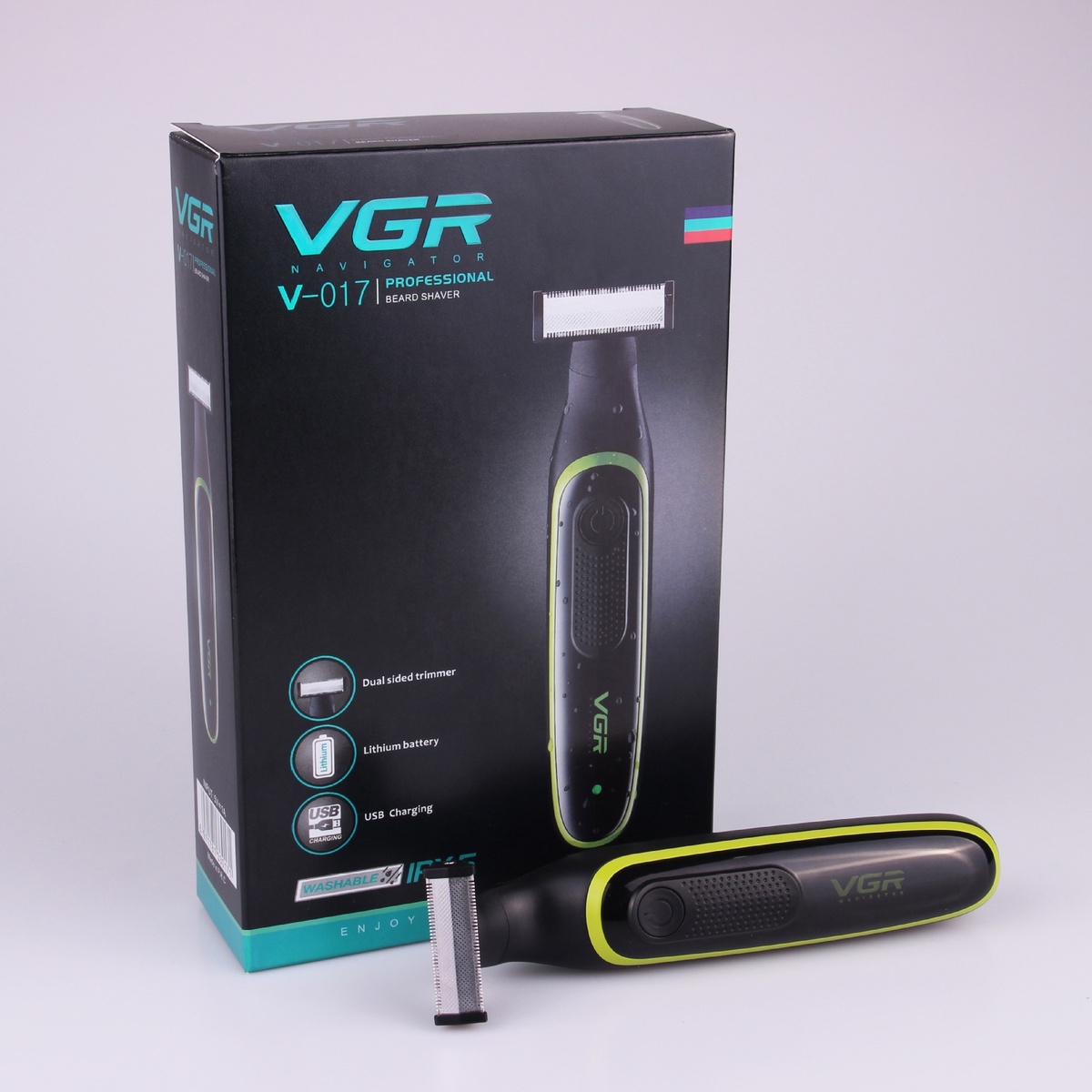 ماكينة حلاقة VGR V-017 لاسلكية - شفرات ستانلس ستيل حادة، تصميم أنيق ومريح، قابلة للشحن، مثالية للشعر والذقن