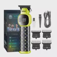 VGR-185 T-Blade Professional Men's Hair Clipper - Cordless/Corded, 0.2mm Stainless Steel Blades, LED Display, 200-Minute Battery