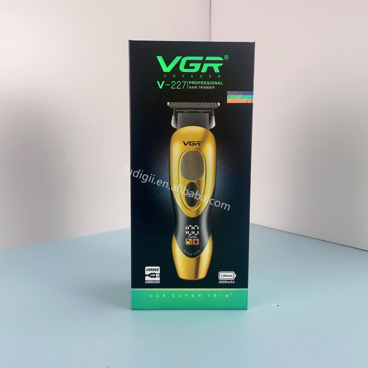 VGR V-227 Professional Hair Clipper - Cordless with Stainless Steel and Titanium Blades, USB Charging, Variable Cutting Length