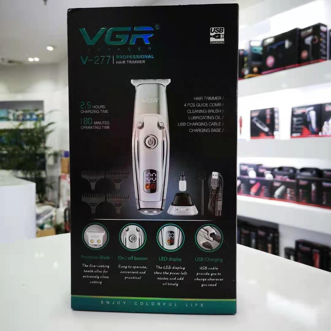 ماكينة حلاقة VGR V-277 اللاسلكية الاحترافية للرجال - شفرات آمنة لقص الصفر، بطارية 1200 مللي أمبير، 180 دقيقة عمل، شاشة LED