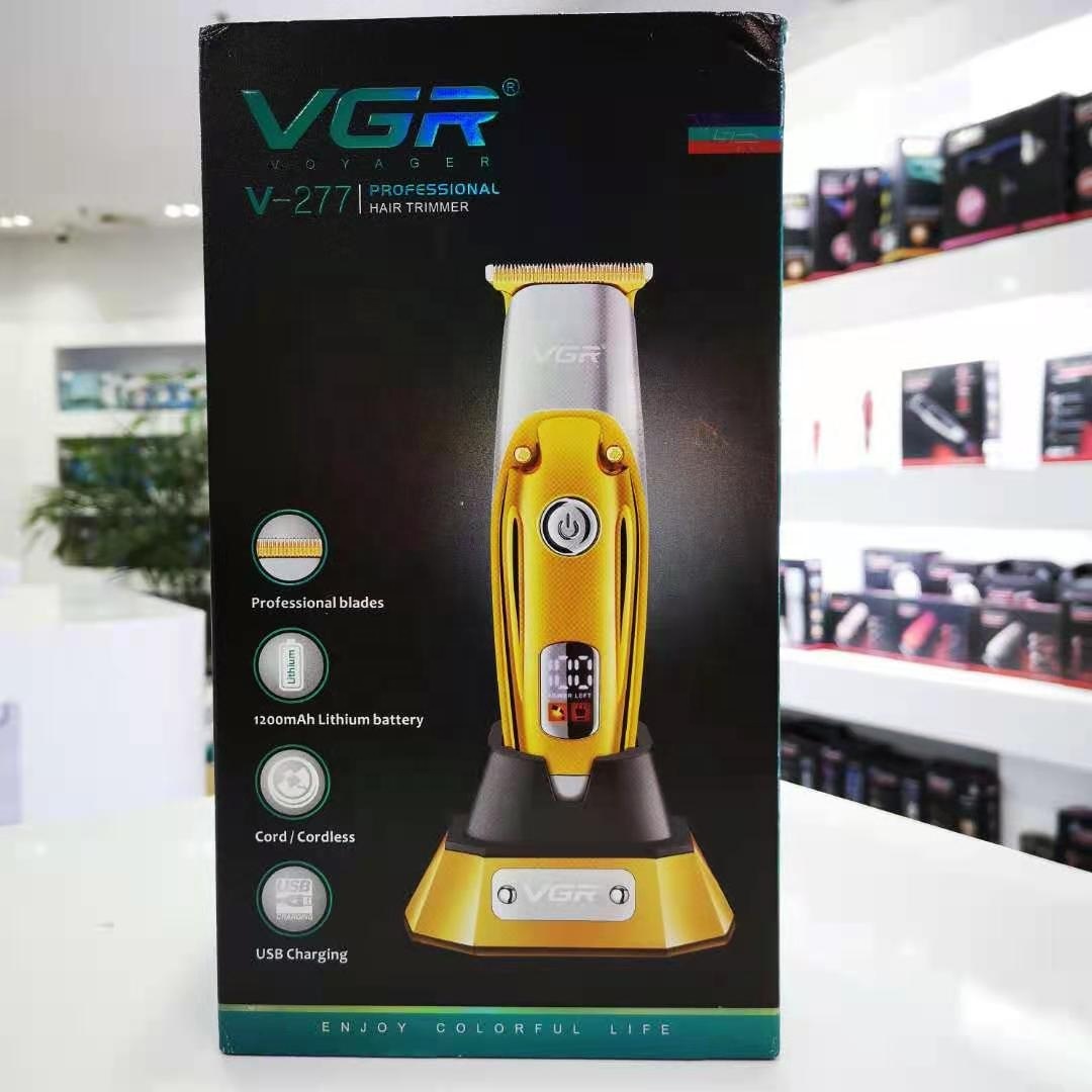 ماكينة حلاقة VGR V-277 اللاسلكية الاحترافية للرجال - شفرات آمنة لقص الصفر، بطارية 1200 مللي أمبير، 180 دقيقة عمل، شاشة LED