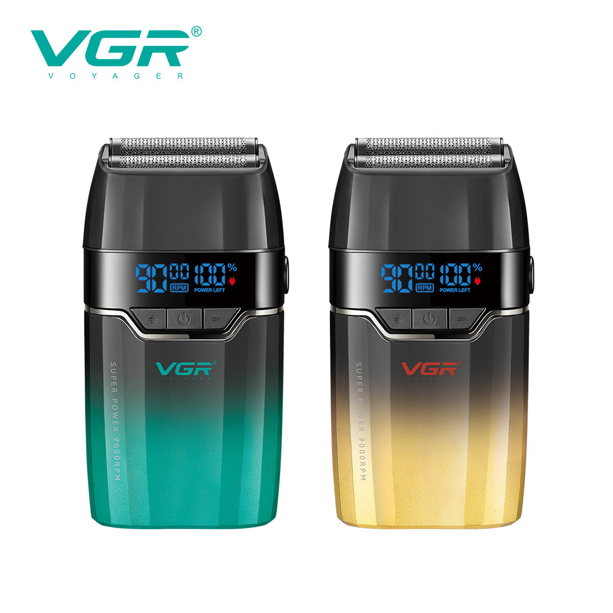 ماكينة تنعيم VGR V-308 الاحترافية للرجال - 2 في 1 جافة ورطبة، شفرات تيتانيوم مزدوجة، محرك 9000 RPM، مقاومة للماء IPX7، شاشة LED