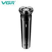 ماكينة حلاقة VGR V-312 المقاومة للماء - رأس خماسي مرن، شحن USB سريع، شاشة LED ذكية، حلاقة جافة ورطبة