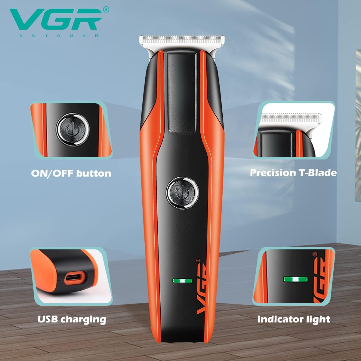 ماكينة حلاقة VGR V-999 اللاسلكية الاحترافية - موتور ثنائي، بطارية ليثيوم 120 دقيقة، أمشاط توجيه، للرجال والعائلة والحيوانات الأليفة