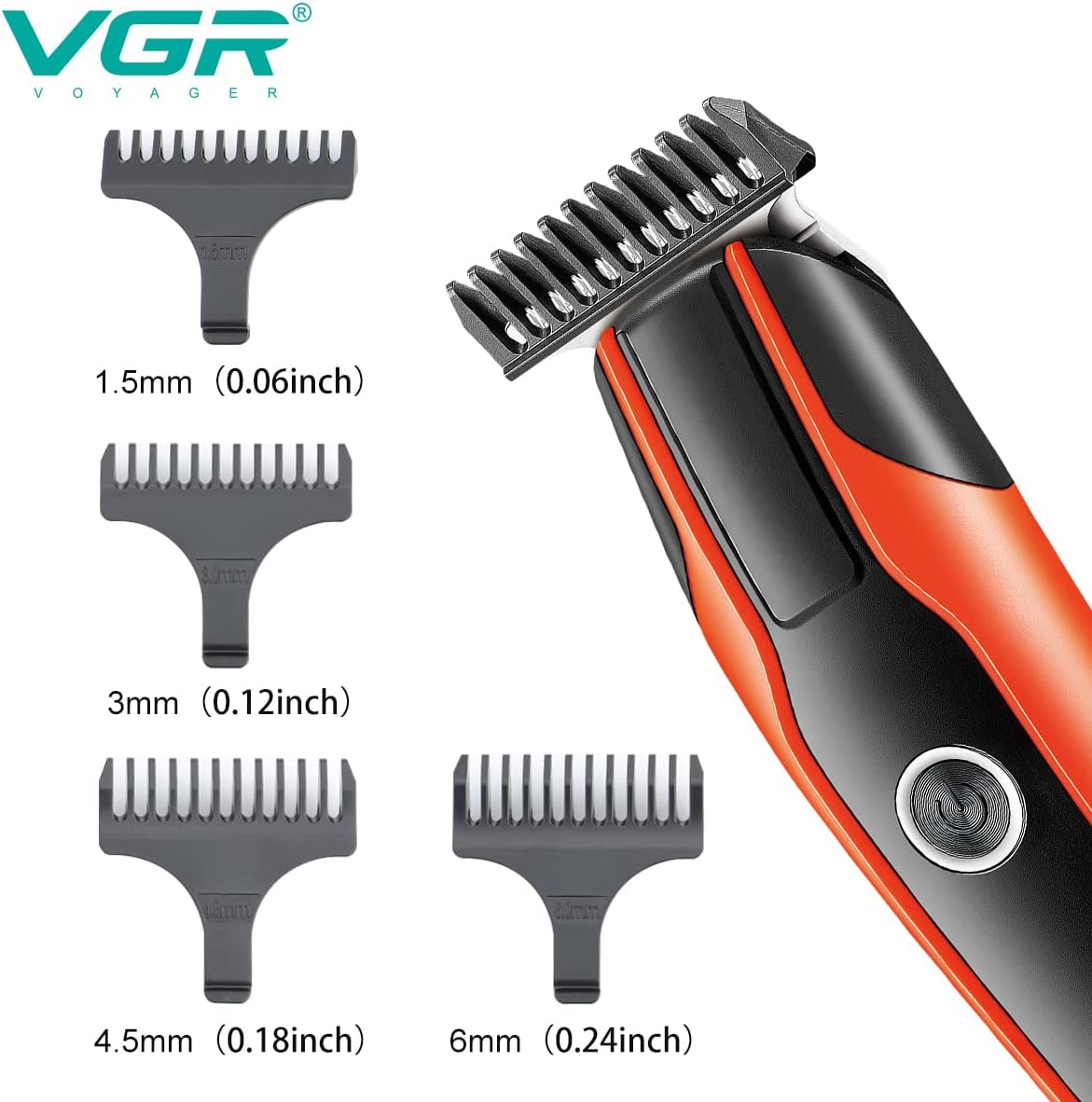 ماكينة حلاقة VGR V-999 اللاسلكية الاحترافية - موتور ثنائي، بطارية ليثيوم 120 دقيقة، أمشاط توجيه، للرجال والعائلة والحيوانات الأليفة