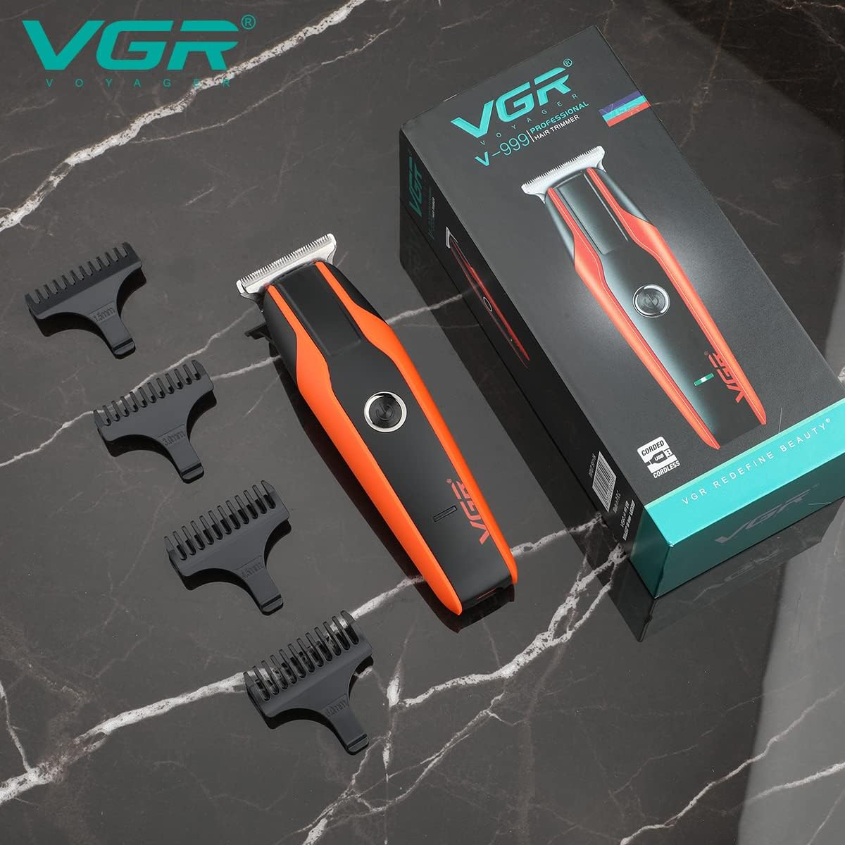 VGR V-999 Professional Wireless Trimmer - Dual Motor, 120-Minute Lithium Battery, Guide Combs, for Men, Family and Pets