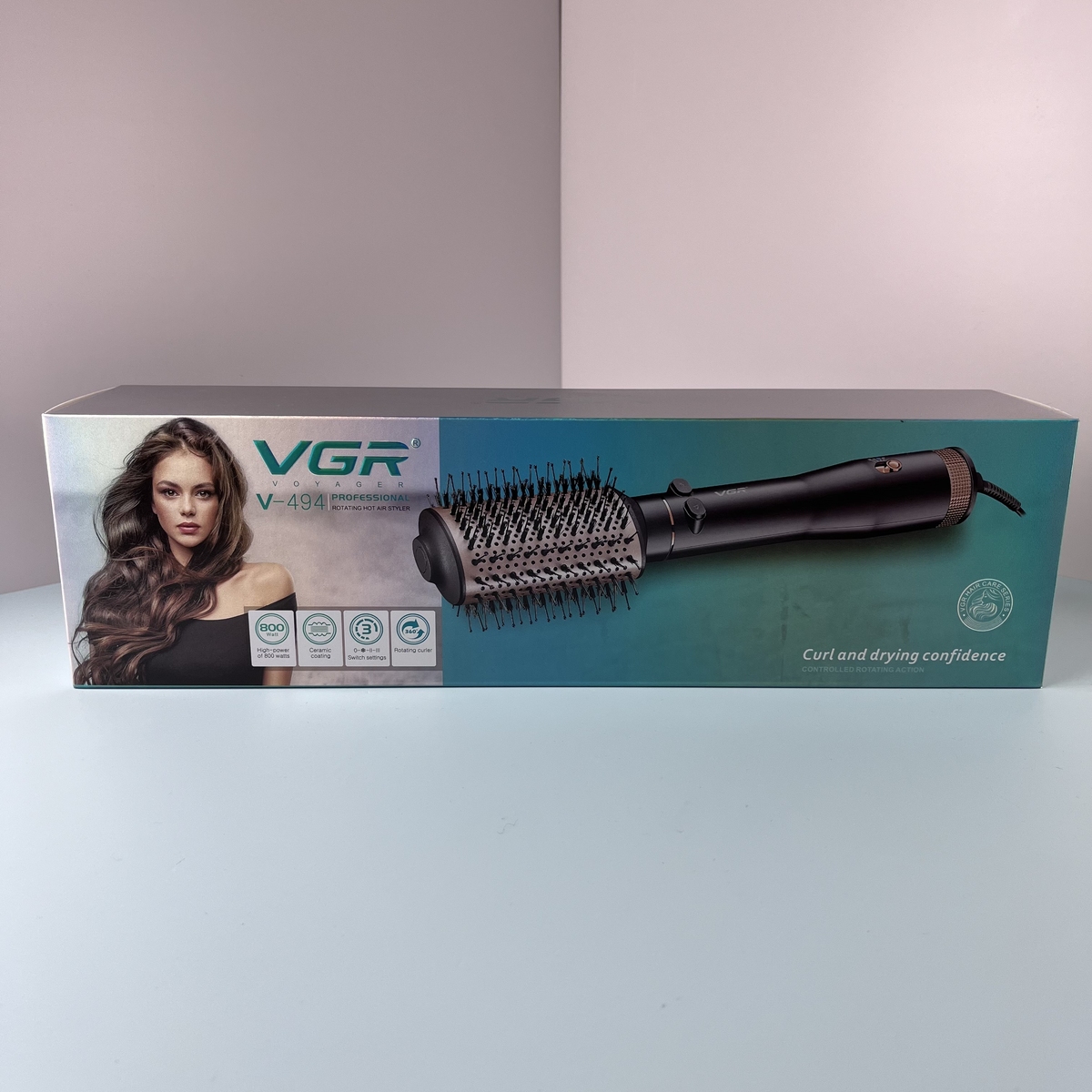 VGR-494 Professional Rotating Hair Brush - 3-in-1 for Drying, Styling, and Straightening Hair, with Ionic Technology and Dual Rotation, 4-Year Warranty