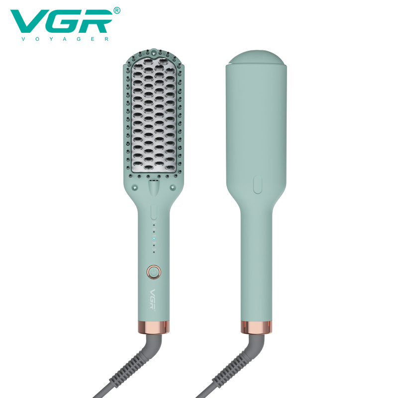 فرشاة فرد شعر سيراميك VGR-592 الأيونية - 5 مستويات حرارة، حماية مضادة للحروق للأطفال والكبار، إيقاف تلقائي، كابل دوار 1.8 متر