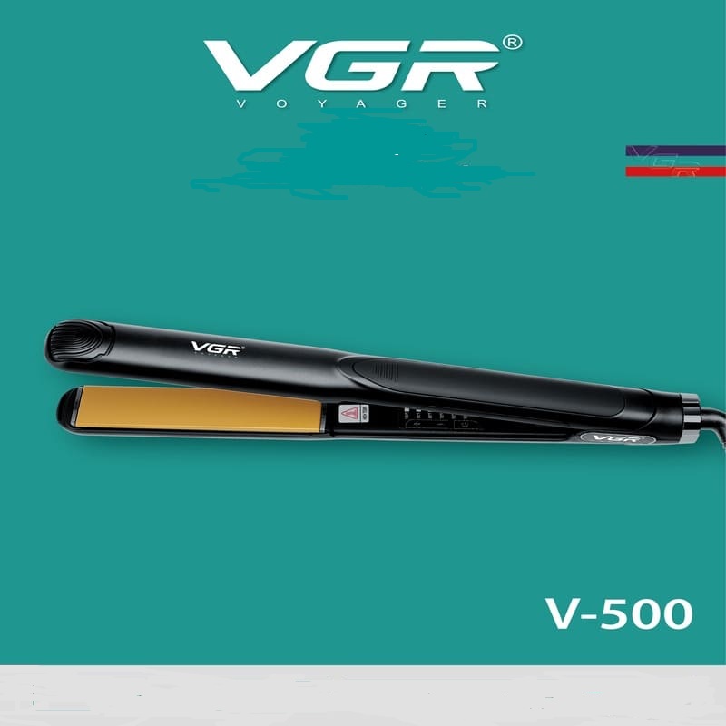 مكواة شعر VGR-500 الاحترافية - سيراميك بدرجة حرارة تصل إلى 1080 فهرنهايت، 5 إعدادات رقمية، لفرد وتجعيد الشعر بتقنية Uniform Heat، لون أسود/فضي