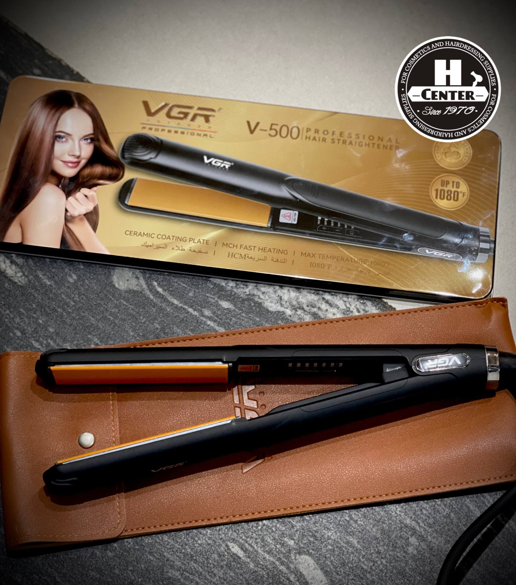 مكواة شعر VGR-500 الاحترافية - سيراميك بدرجة حرارة تصل إلى 1080 فهرنهايت، 5 إعدادات رقمية، لفرد وتجعيد الشعر بتقنية Uniform Heat، لون أسود/فضي
