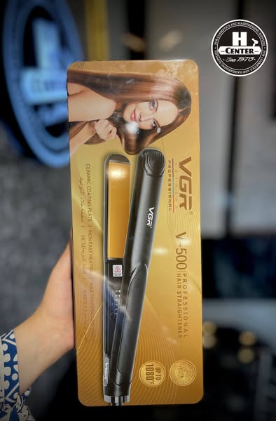 مكواة شعر VGR-500 الاحترافية - سيراميك بدرجة حرارة تصل إلى 1080 فهرنهايت، 5 إعدادات رقمية، لفرد وتجعيد الشعر بتقنية Uniform Heat، لون أسود/فضي