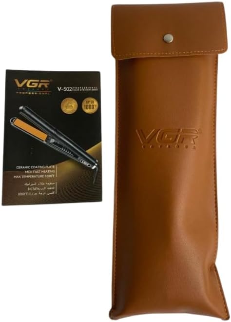 مكواة فرد شعر VGR V-502 الاحترافية - سيراميك رطبة وجافة بتقنية الأشعة تحت الحمراء، تحكم رقمي 1080°F، تصميم مضاد للحروق، مثالية للسفر، لون أسود/فضي