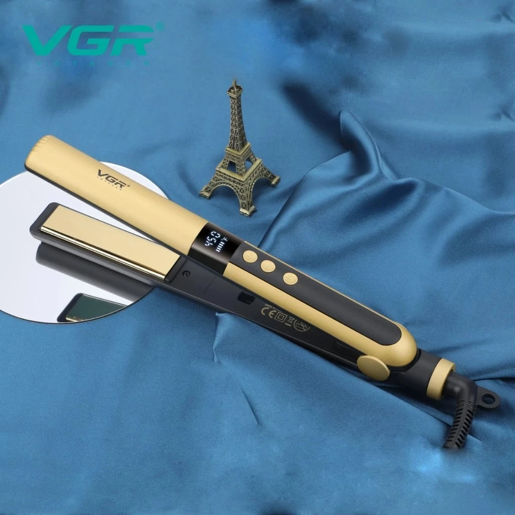 مكواة فرد شعر VGR V-510 الاحترافية للشعر الجاف - تصميم مريح لزيادة اللمعان والكثافة والتصفيف اليومي