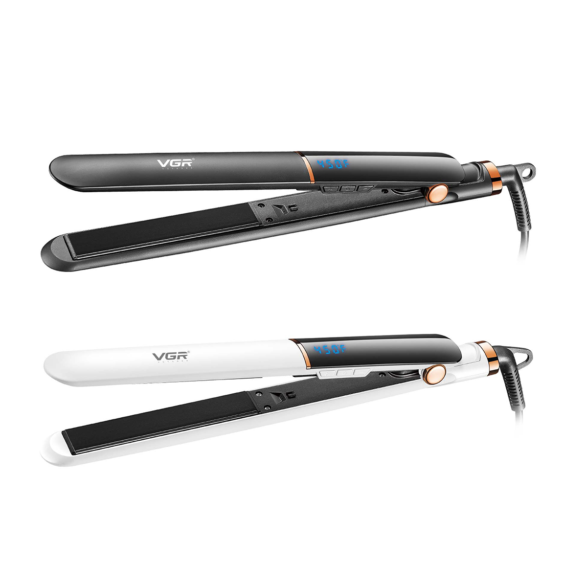 VGR V-515 Professional Hair Straightener - Ceramic, 7 Heat Settings up to 450°F, LED Display, Safety Lock, 360° Rotating Cord, Burn-Resistant Design