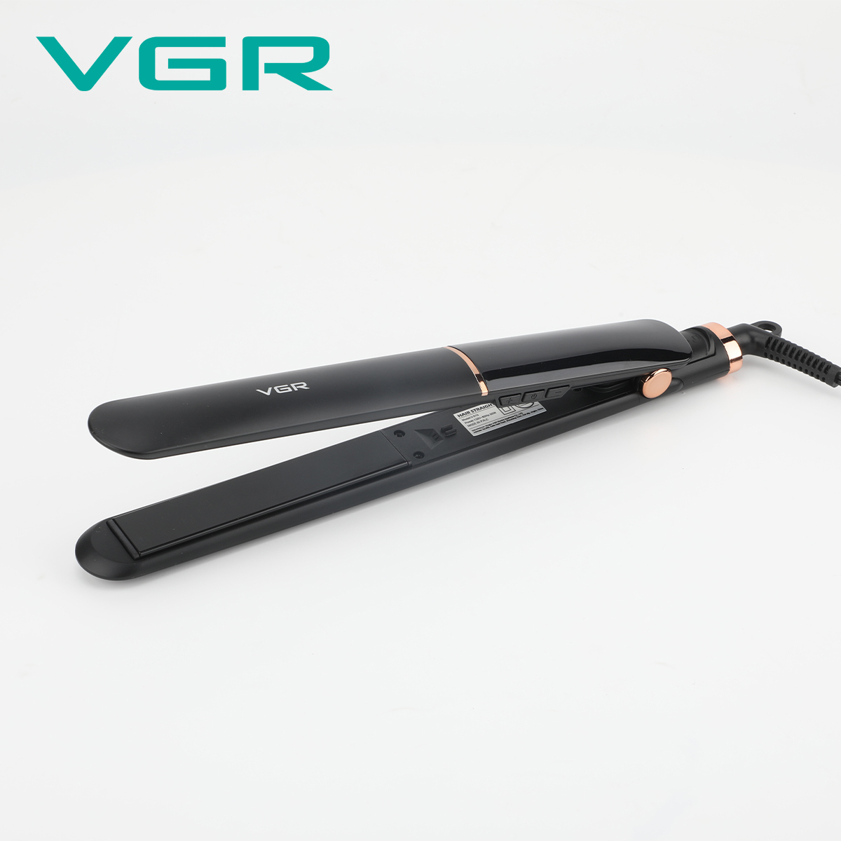 مكواة فرد الشعر VGR V-515 الاحترافية - سيراميك، 7 إعدادات حرارة حتى 450°F، شاشة LED، قفل أمان، سلك دوار 360°، تصميم مقاوم للحروق