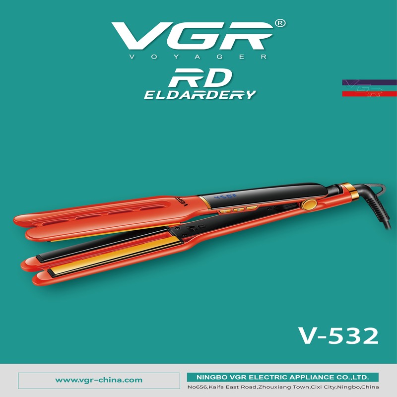 مكواة فرد الشعر VGR V-532 الاحترافية - بتقنية السيراميك مزدوجة الطبقات، حرارة تصل لـ 450°F، لتصفيف مثالي ولمعان صحي