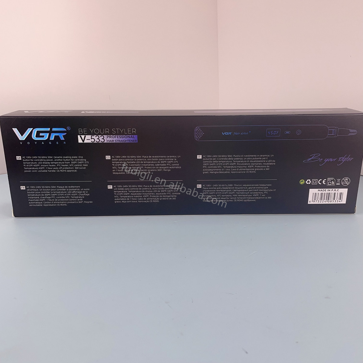 مكواة فرد وتصفيف الشعر VGR V-533 الاحترافية - بألواح سيراميك عالية الجودة، لتسريحات متعددة، لمعان طبيعي، وحيوية لشعرك