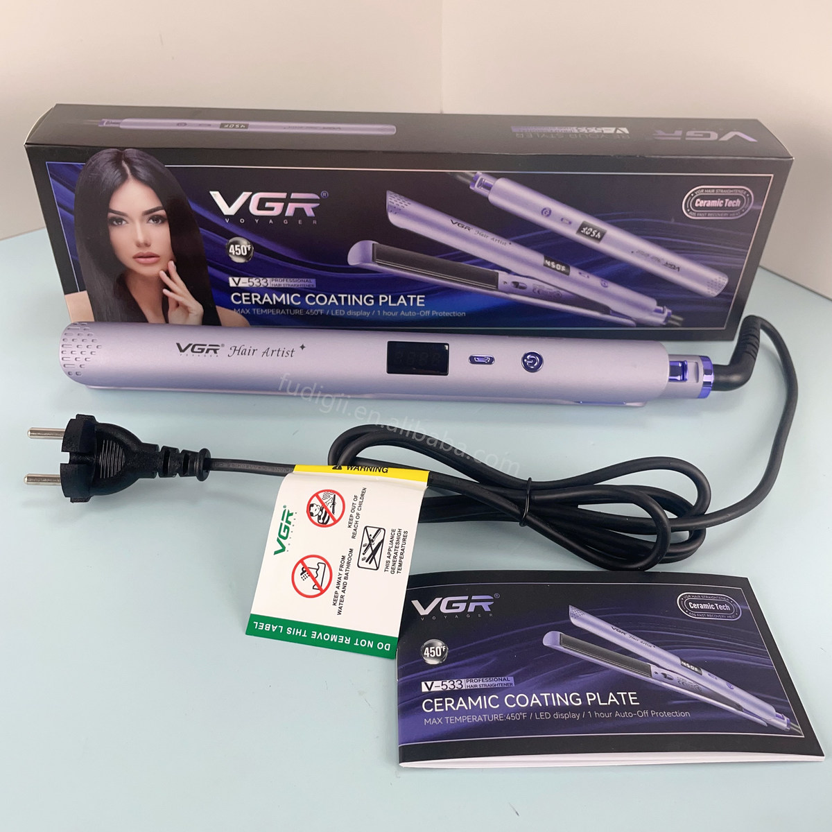 مكواة فرد وتصفيف الشعر VGR V-533 الاحترافية - بألواح سيراميك عالية الجودة، لتسريحات متعددة، لمعان طبيعي، وحيوية لشعرك