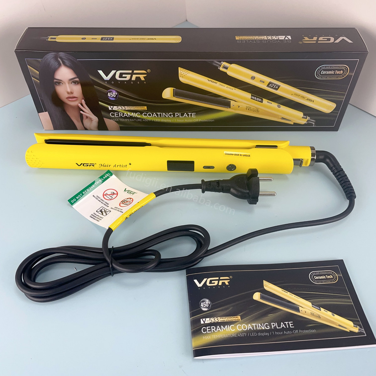 مكواة فرد وتصفيف الشعر VGR V-533 الاحترافية - بألواح سيراميك عالية الجودة، لتسريحات متعددة، لمعان طبيعي، وحيوية لشعرك
