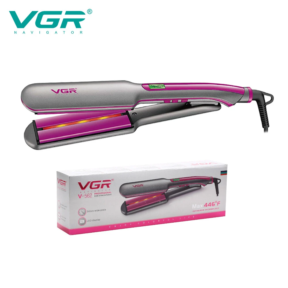 مكواة فرد وتمليس الشعر VGR V-562 الاحترافية - بتصميم عصري، ألواح سيراميك متطورة، وحرارة قابلة للتعديل تصل لـ 446°F
