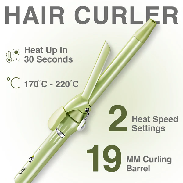 مكواة تجعيد الشعر VGR V-565 الاحترافية - بقطر 25 مم، حرارة قابلة للتعديل 160-210°C، تسخين فائق السرعة، تصميم آمن وخفيف الوزن