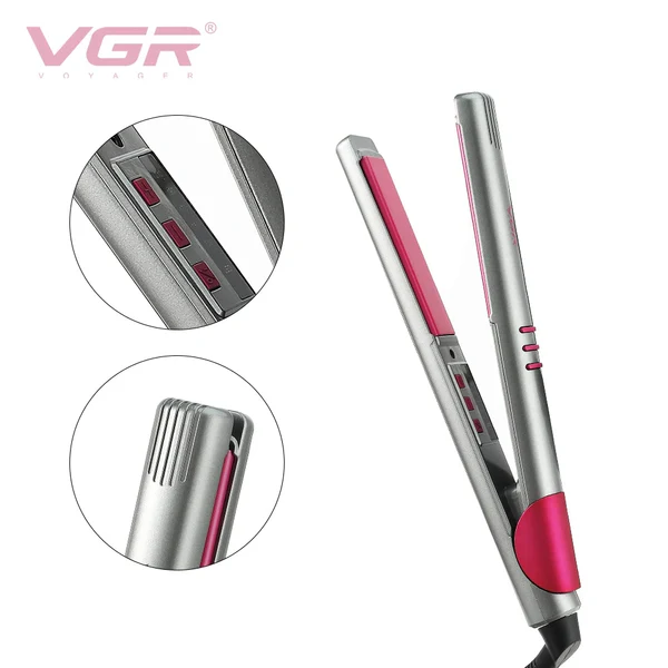 مكواة الشعر VGR 580 الاحترافية - تسخين فائق السرعة، شاشة ديجيتال، ألواح سيراميك بتقنية Uniform Heat لحماية وتصفيف مثالي