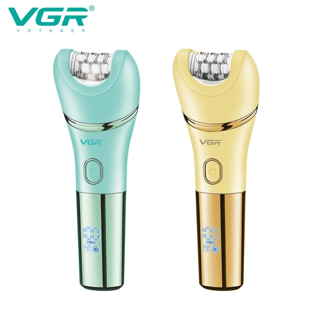 جهاز إزالة شعر VGR V-753 النسائي 5 في 1 الاحترافي - مقاوم للماء IPX7، رؤوس متعددة (للوجه، الجسم، تنظيف، تدليك، إزالة مسامير القدم)، شاشة LED، سرعتان