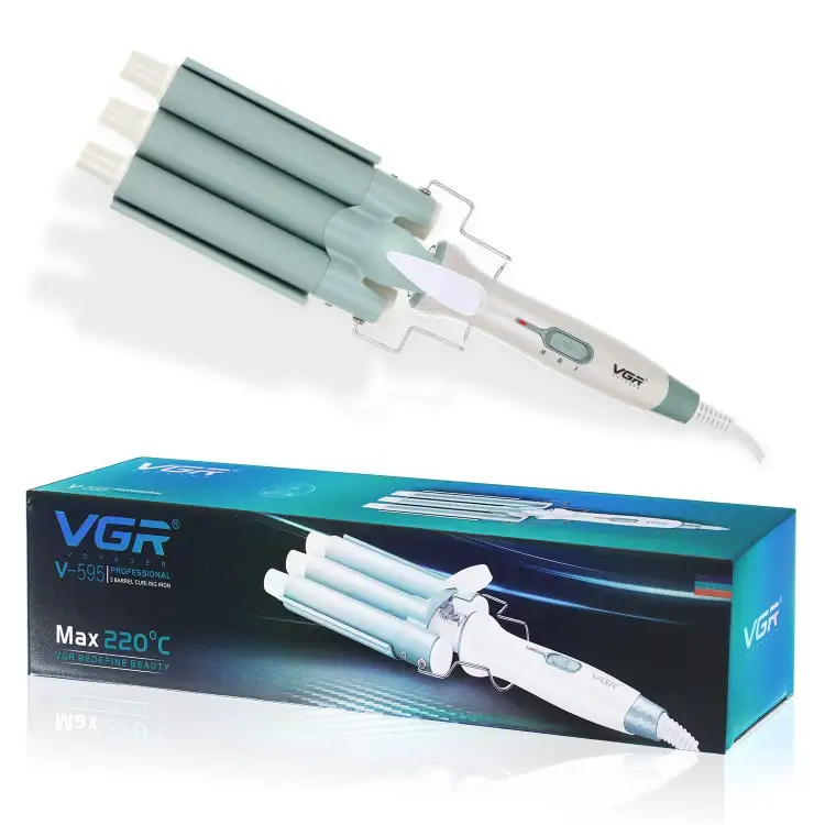 مكواة تجعيد الشعر الاحترافية VGR V-595 بثلاث أسطوانات - لتموجات طبيعية وجذابة