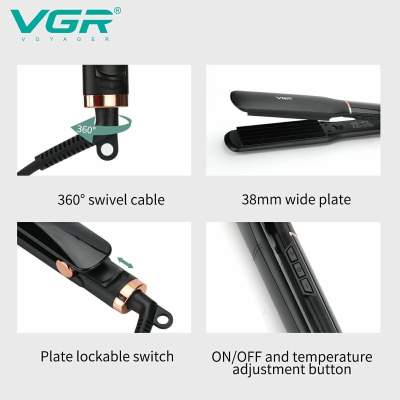 VGR V-519C Professional Hair Curler - 38 mm Ceramic, 7 Heat Settings, Elegant Design