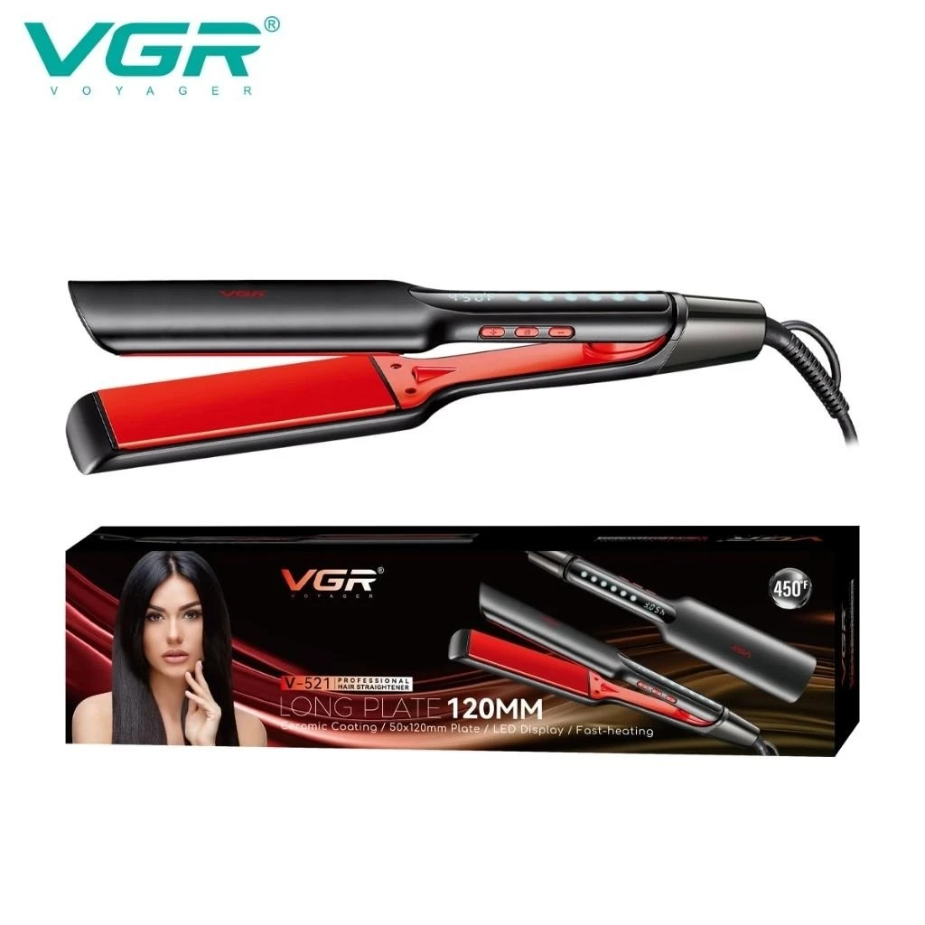 VGR V-521 Professional Hair Straightener - Ceramic, 120 mm Plate, and LED Display for Precise Control