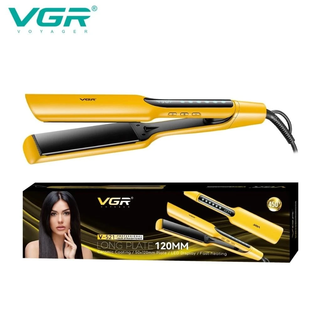 مكواة فرد الشعر الاحترافية VGR V-521 - سيراميك، لوحة 120 مم، وشاشة LED للتحكم الدقيق