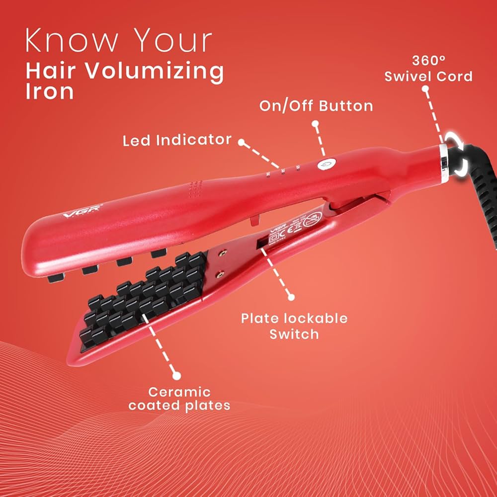 VGR 531 Professional Hair Volumizer and Curler - Cubic Ceramic Plate 3 in 1 for Natural Volumizing