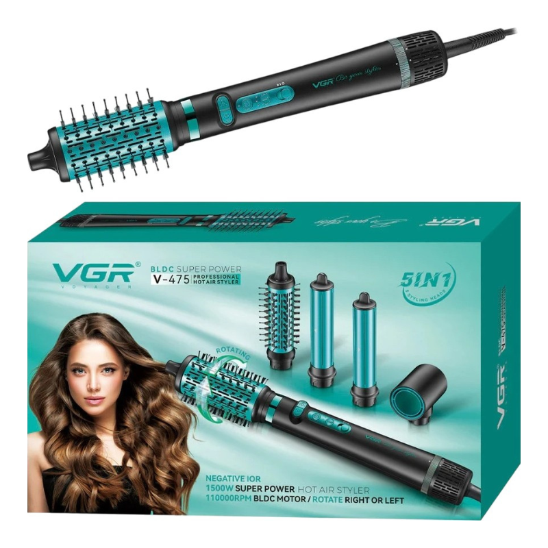 Professional 5-in-1 hot air brush and hair dryer for women VGR V-475