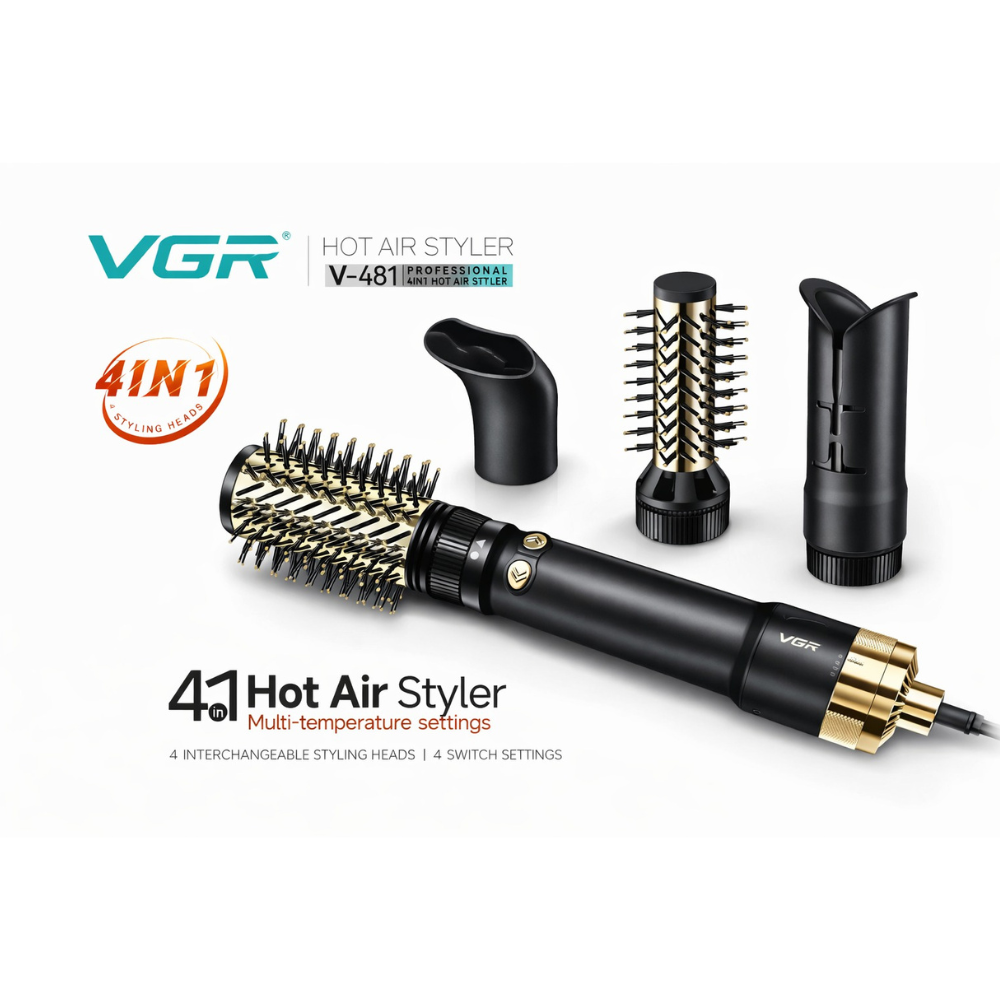 Professional 4-in-1 rotating hair straightening brush and dryer VGR V-481