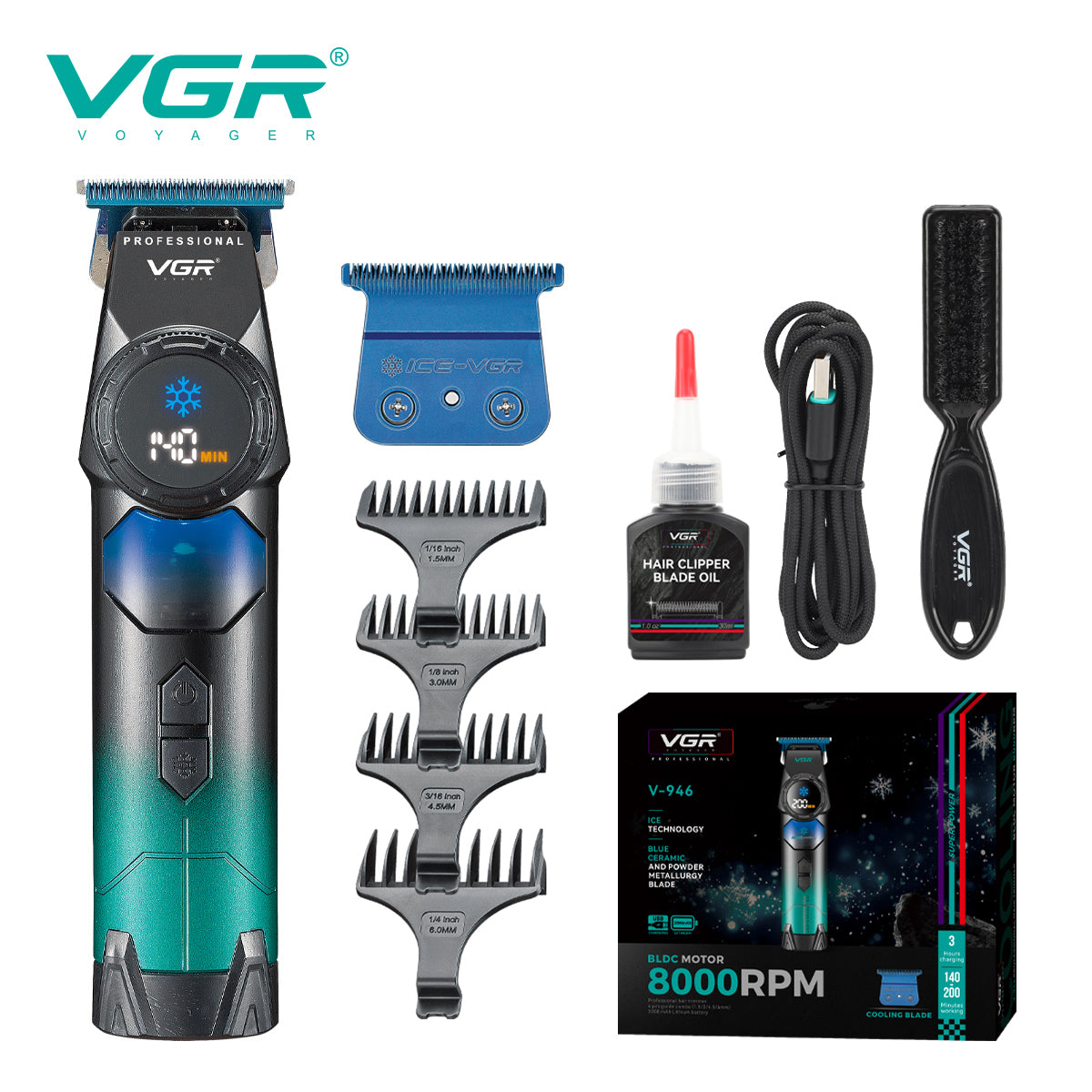 Professional hair trimming and cutting machine 8000 RPM VGR V-946