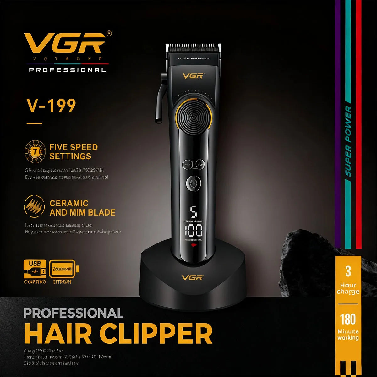 VGR V-199 Professional Hair Cutting and Shaving Clipper