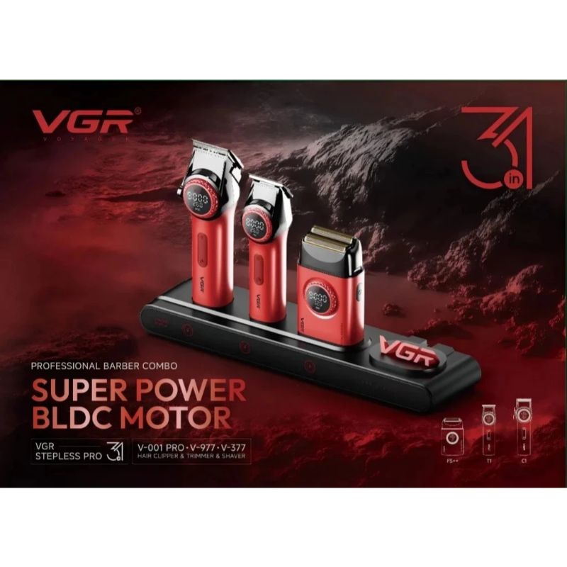 VGR Stepless Pro 3 Professional Men's 3-in-1 Combo Set — image 1