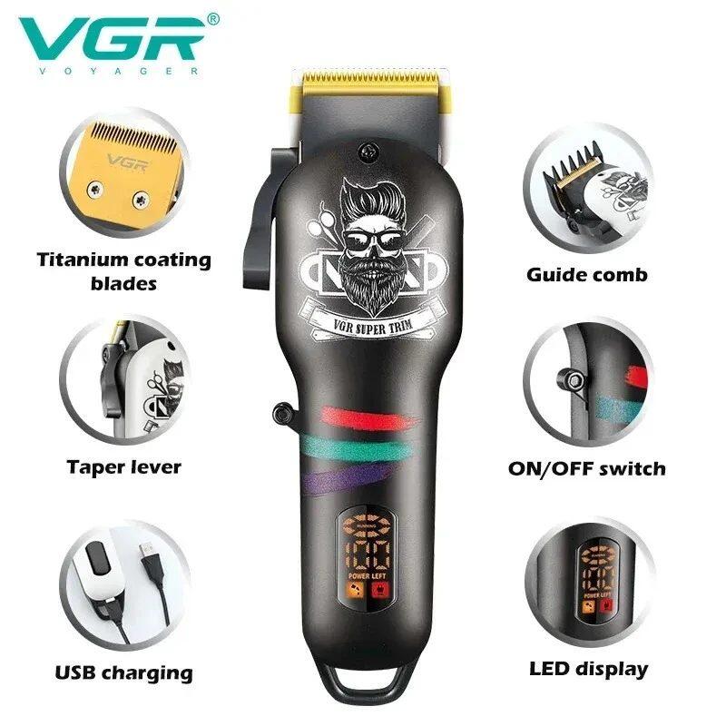 VGR Hair Cutting Machine LED Display USB Charging V-699+V-971 — image 1