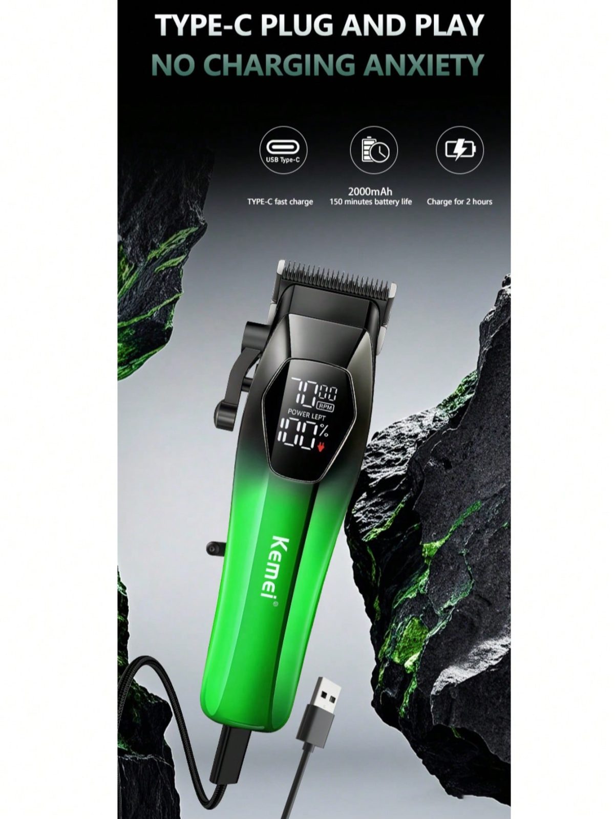 Kemei KM-1371 hair and beard hair clipper with LCD screen — image 5