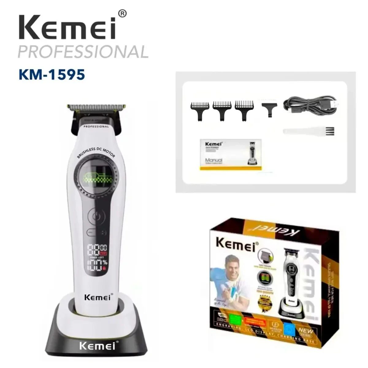 Kemei professional hair clipper with LCD screen and 170 minutes operation KM-1595 — image 3
