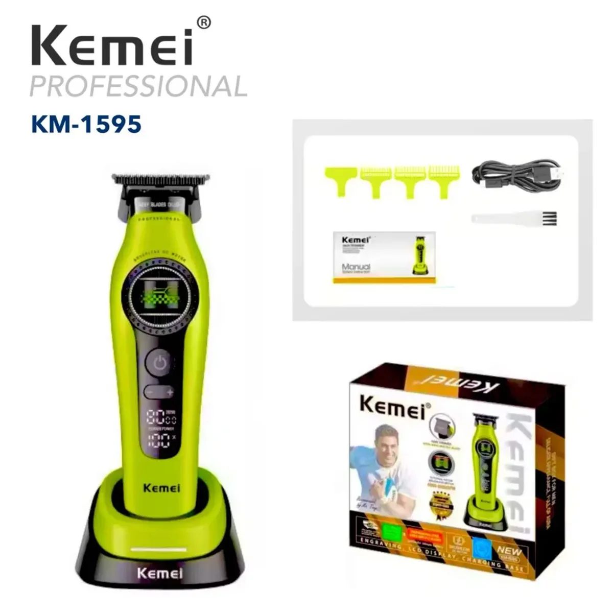 Kemei professional hair clipper with LCD screen and 170 minutes operation KM-1595 — image 1