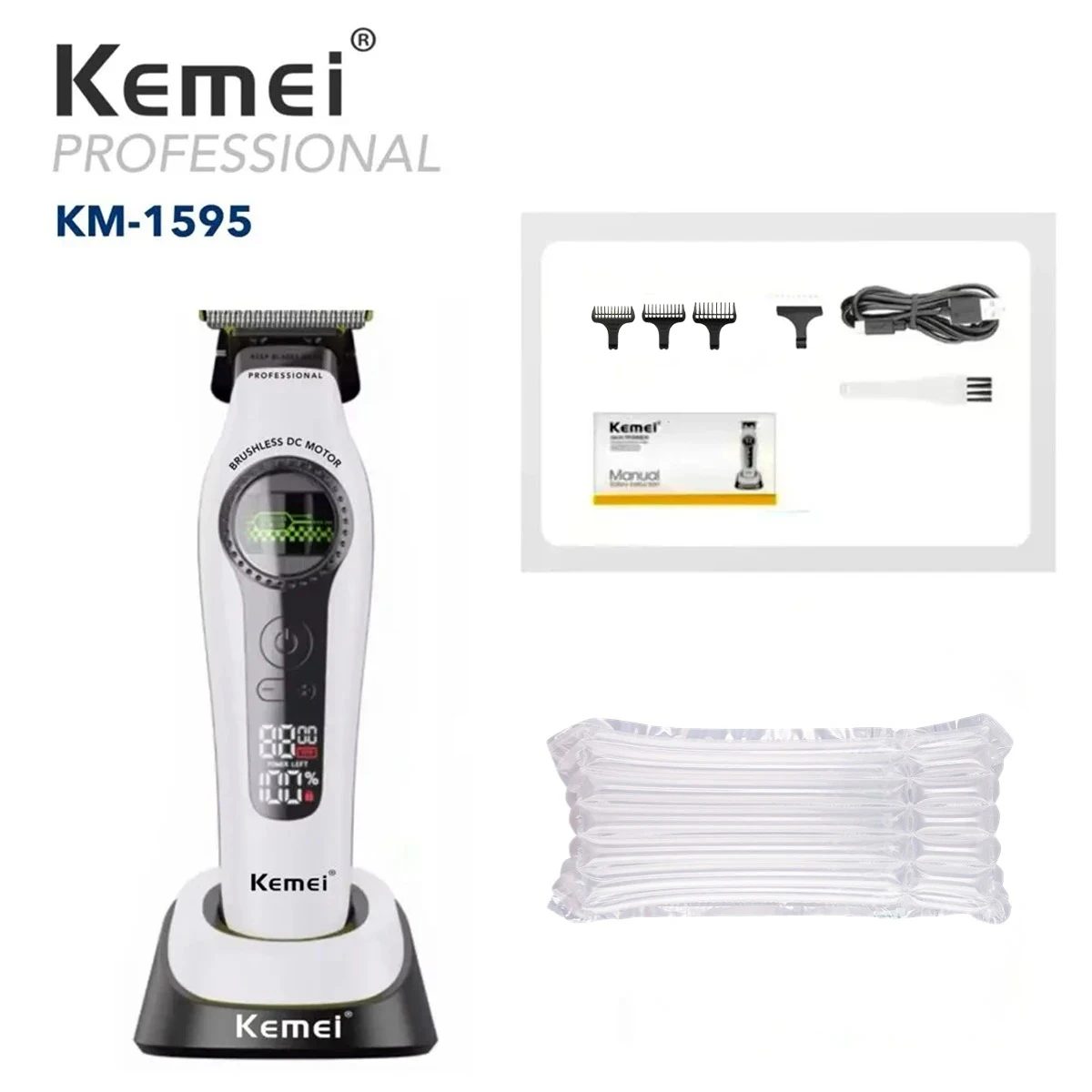 Kemei professional hair clipper with LCD screen and 170 minutes operation KM-1595 — image 2