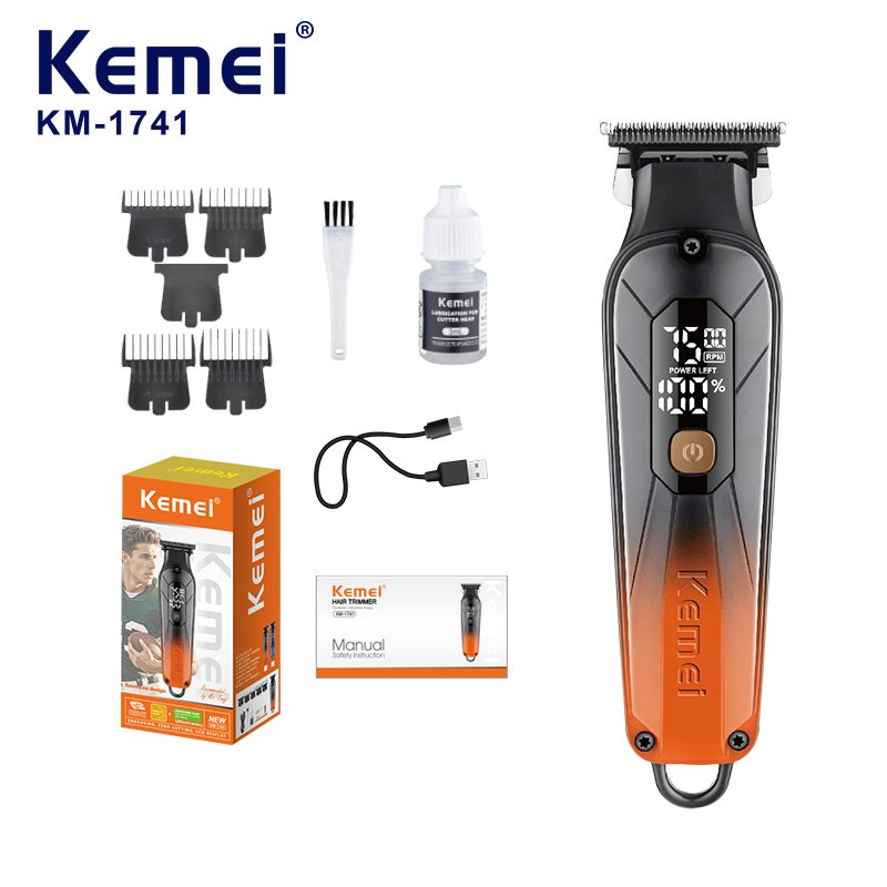 Kemei KM-1741 electric hair clipper 1200mAh battery stainless steel — image 2