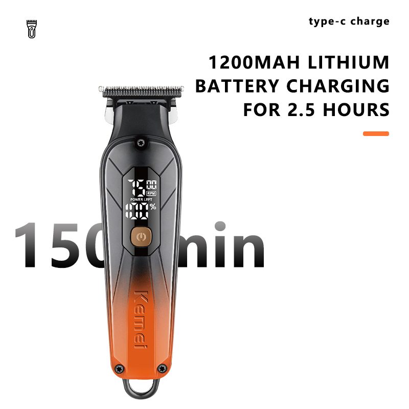 Kemei KM-1741 electric hair clipper 1200mAh battery stainless steel — image 5