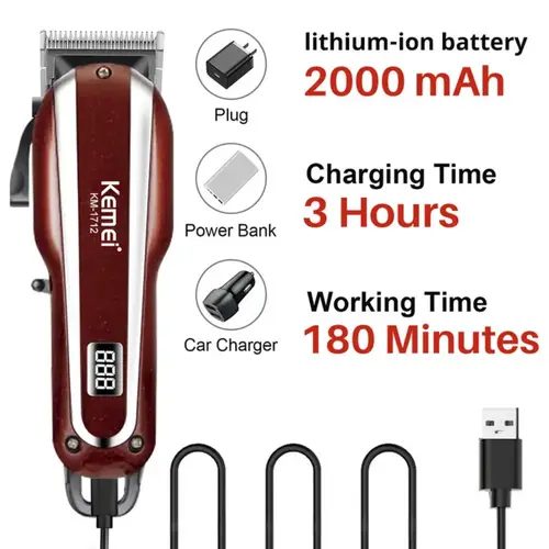 Kemei KM-1712 hair clipper 7000RPM power — image 4
