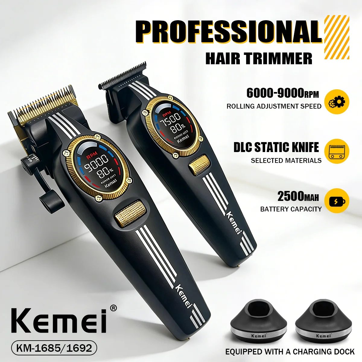 Kemei 1692+1685 professional dual hair clipper — image 2