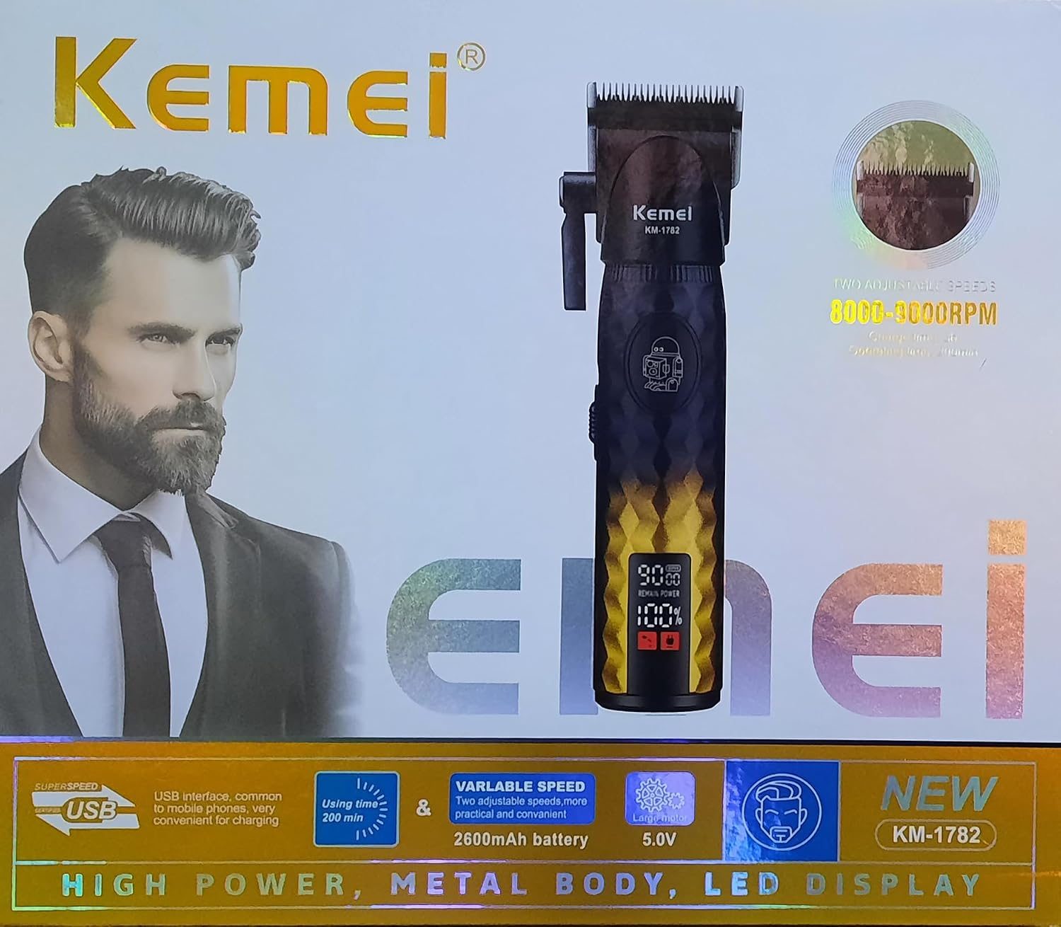 KM 1782 Electric Hair Clipper for Hair and Beard Shaving — image 4